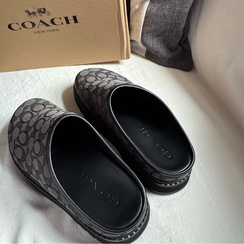COACH Signature Jacquard Slip-On Sport Clogs in Charcoal